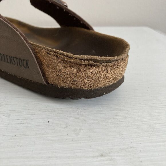 Birkenstock Thong Sandals Gizeh 36 US 5-5.5 Mocha Brown Leather Flip Flop Buckle - Picture 4 of 11